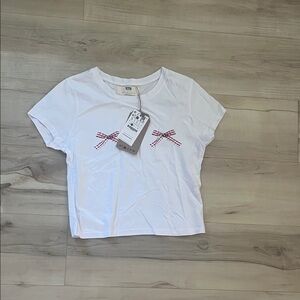 White Kids T-Shirt with Red Accents